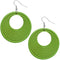 Green Wooden Circular Roll Texture Dangle Earrings