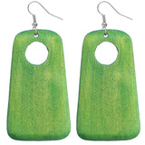 Green Wooden Drop Earrings