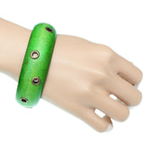 Green Wooden Cutout Bangle Bracelet