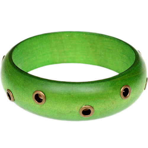 Green Wooden Cutout Bangle Bracelet
