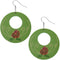 Green Wooden Hand Painted Floral Earrings