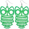 Green Wooden Hoot Owl Earrings