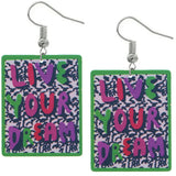 Green Live Your Dream Wooden Earrings