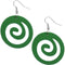 Green Wooden Open Swirl Earrings