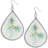 Green Woven Floral Teardrop Dangle Earrings