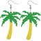 Green Yellow Palm Tree Wooden Earrings