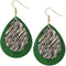 Green Tiger Print Teardrop Earrings