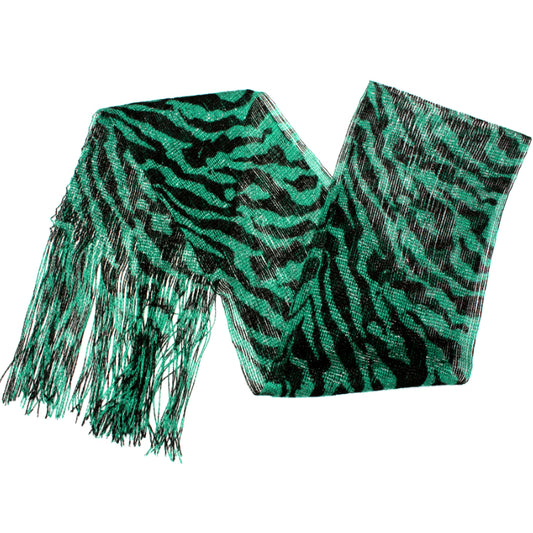 Green Lightweight 3 in 1 Zebra Print Sheer Scarf