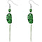 Green Zebra Stripe Drop Chain Earrings