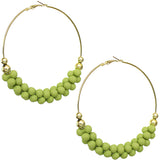 Green Barbell Beaded Hoop Earrings