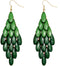 Green Two Tone Faceted Dangle Earrings