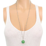 Green Beaded Fireball Charm Chain Necklace