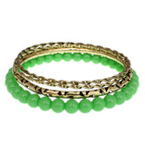 Green Beaded Twist Stack Bangle Bracelets