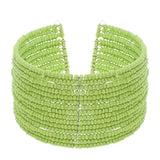 Green Beaded Sequin Coil Cuff Bracelet