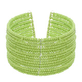 Green Beaded Sequin Coil Cuff Bracelet