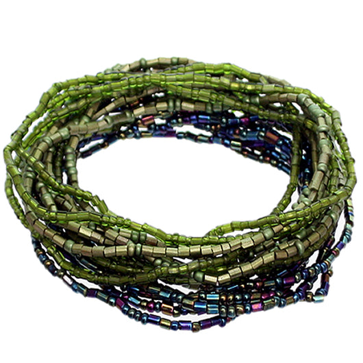 Green Iridescent Beaded Stretch Stacked Bracelets
