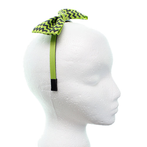 Green Zigzag Chevron Ribbon Bow Headband