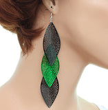 Green Almond-shaped Earrings