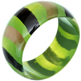 Green Painted Striped Bangle Bracelet