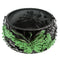 Green Carved Butterfly Hinged Bracelet