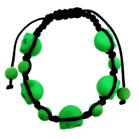 Green Skull Head Beaded String Bracelet