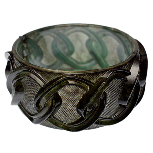 Green Chain Link Texture Hinged Bracelet