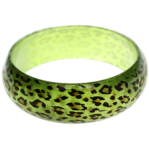 Green Cheetah Print Glossy Bangle Bracelet