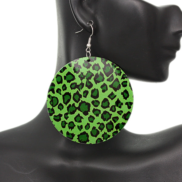 Green Round Thin Spotted Earrings
