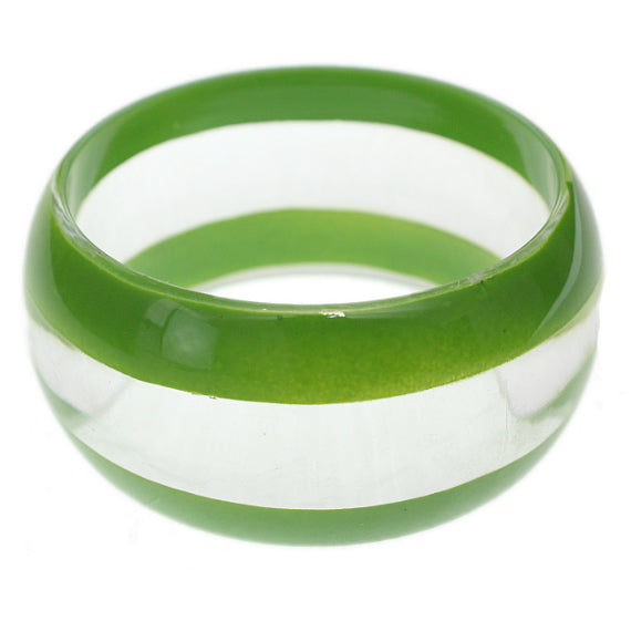 Green Clear Striped Round Bangle Bracelet