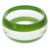 Green Clear Striped Round Bangle Bracelet