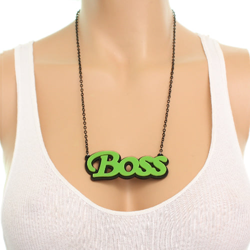Green Comic Laser Cutout Boss Chain Necklace