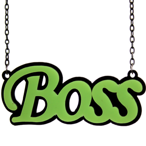 Green Comic Laser Cutout Boss Chain Necklace