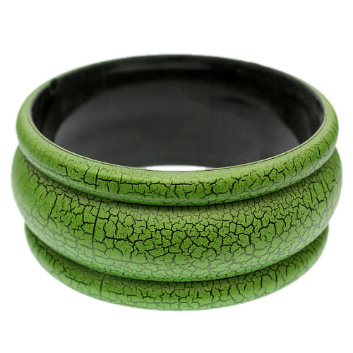 Green Matte Crackle Bangle Bracelet