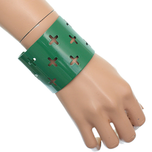 Green Cutout Cross Metal Cuff Bracelet