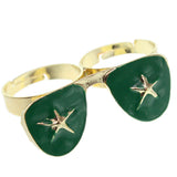 Green Rhinestone Star Sunglasses Adjustable Ring