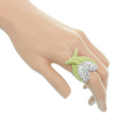 Green Double Wing Rhinestone Adjustable Ring