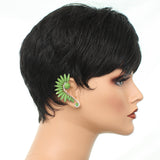 Green Beaded Faceted Stud Cuff Earring