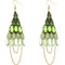 Green Faceted Drop Chain Chandelier Earrings