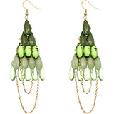 Green Faceted Drop Chain Chandelier Earrings