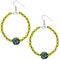 Green Disco Ball Bead Hoop Earrings