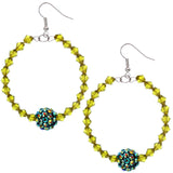 Green Disco Ball Bead Hoop Earrings