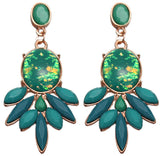 Green Faceted Faux Gemstone Post Earrings