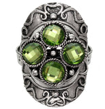 Green Faceted Four Stone Adjustable Cocktail Ring