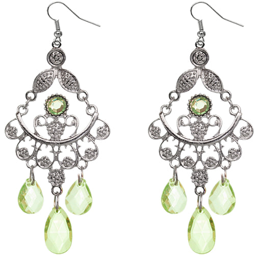 Green drop down beaded earrings