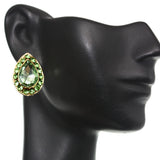 Green Elegant Teardrop Gemstone Post Earrings