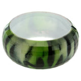 Green Glossy Zebra Stripe Hinge Bangle Bracelet