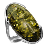 Green Large Oval Stone Statement Ring