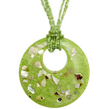Green Open Circle Faux Marble Beaded Necklace Set