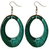 Green Big oval earrings