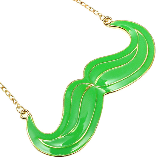 Green Mustache Charm Chain Necklace